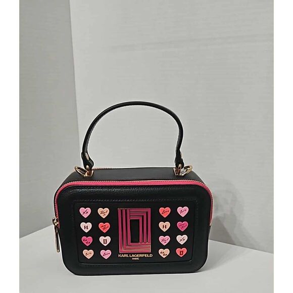 Karl Lagerfeld Handbags - Karl Lagerfeld Simone Camera Crossbody with Heart Pins
